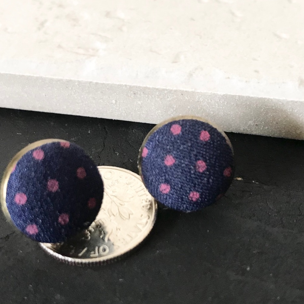 Navy polka dot earrings 3/15 - Picture 4 of 5